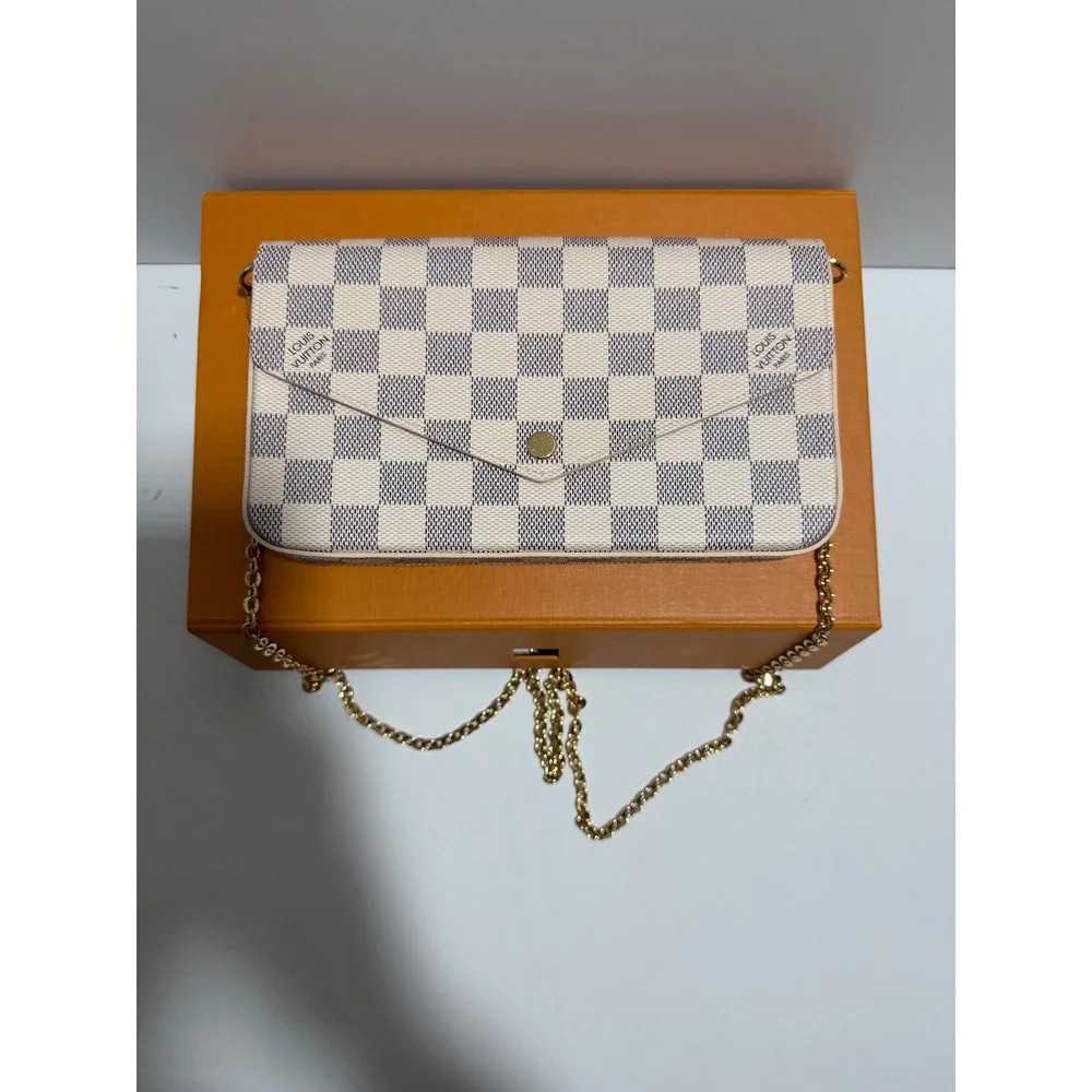 Louis Vuitton Felicie Pochette Damier Azur Rose Ballerine Crossbody Bag N63106